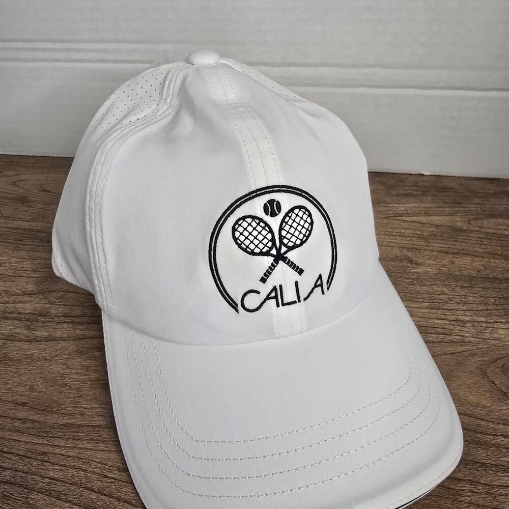 Calia white tennis hat with pony tail hole hat NWT